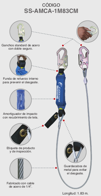 AMORTIGUADOR CON CABLE DE ACERO